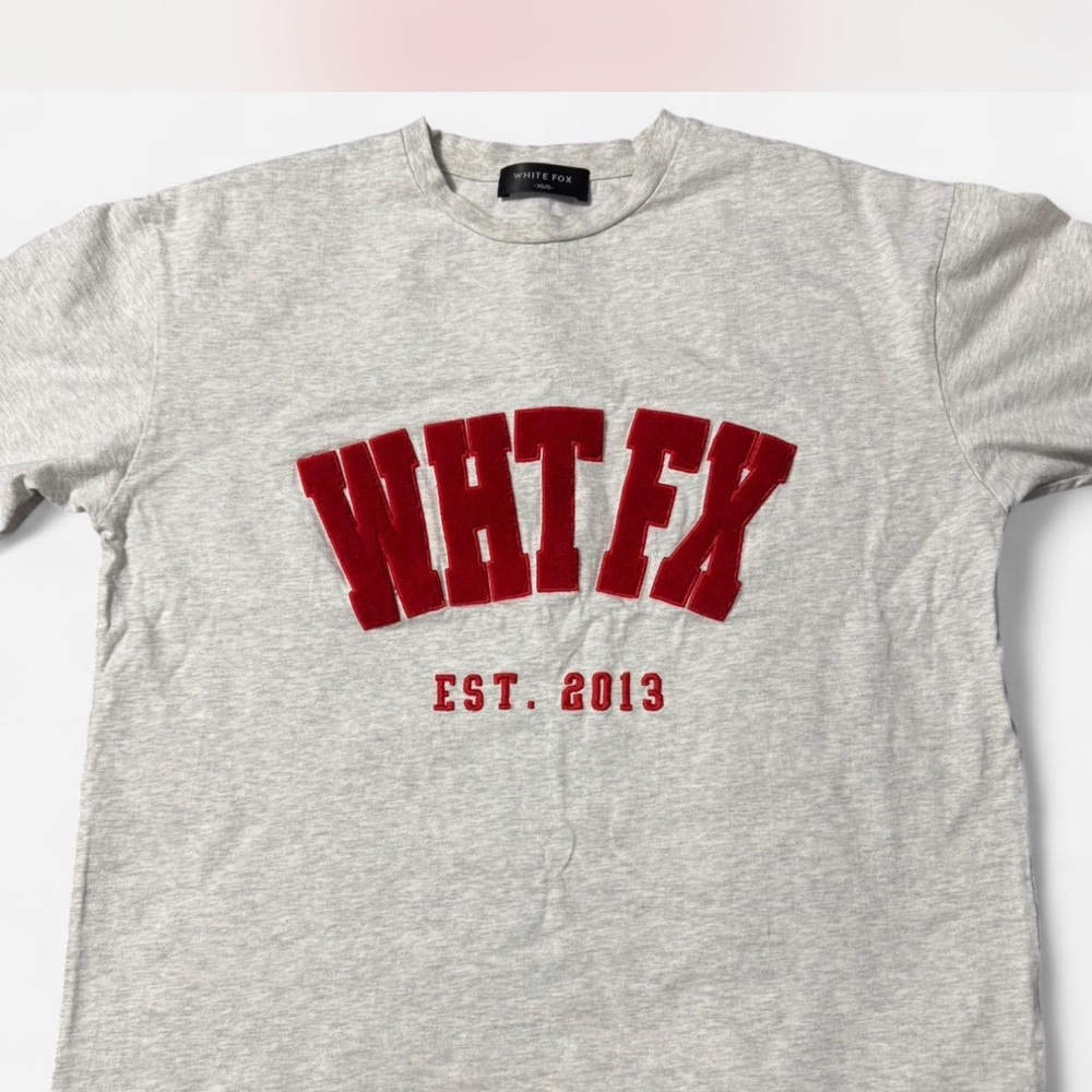 Grey and red White Fox streetwear tee
